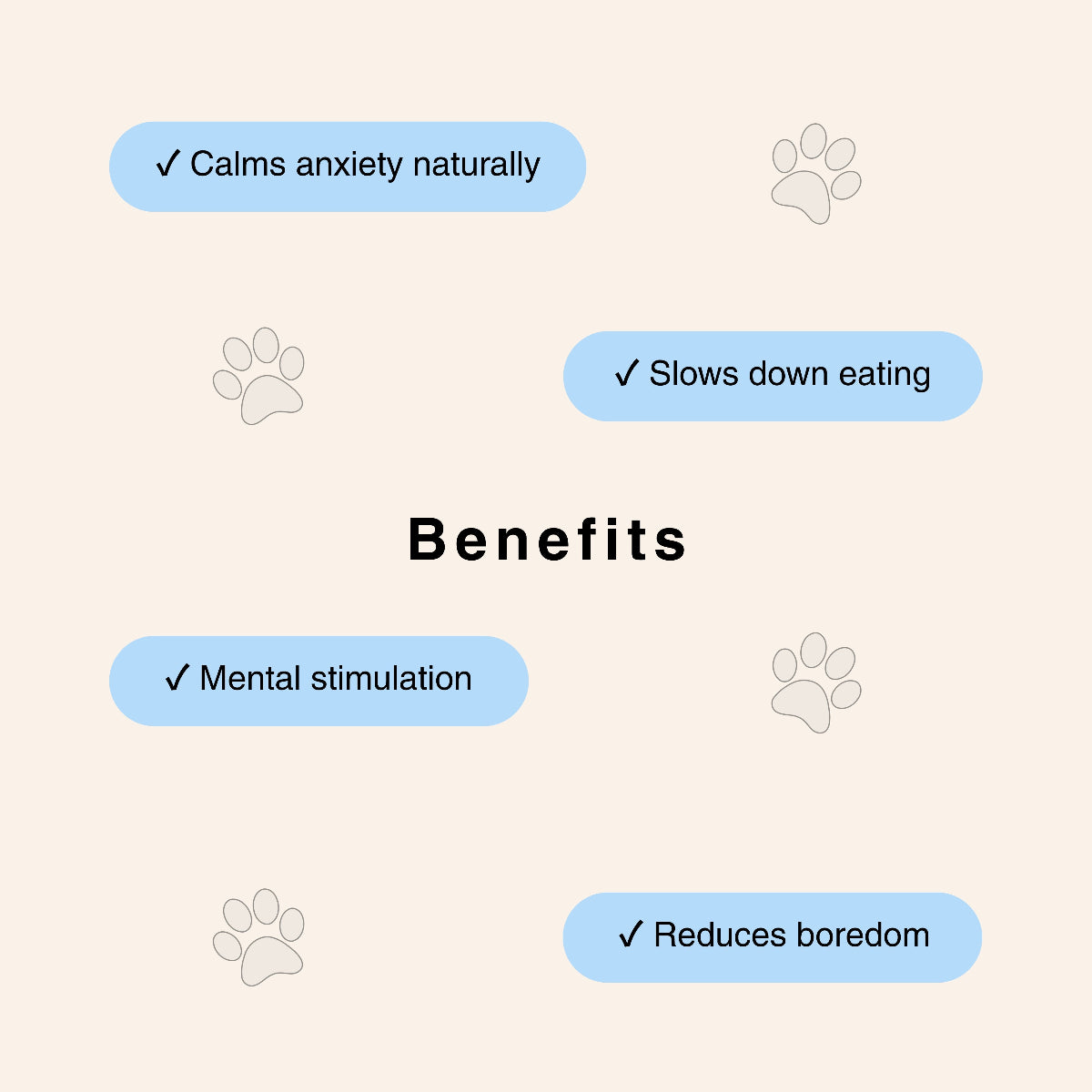 DogEase lick toy benefits - calms anxiety, slows eating, mental stimulation, reduces boredom